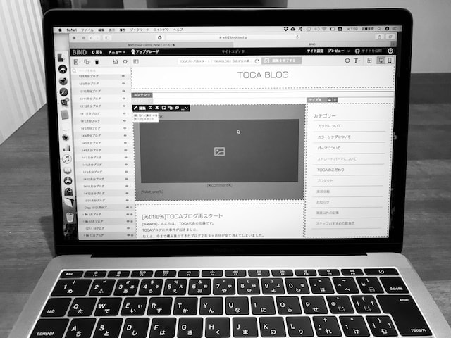ブログの編集をしているパソコンの画像
